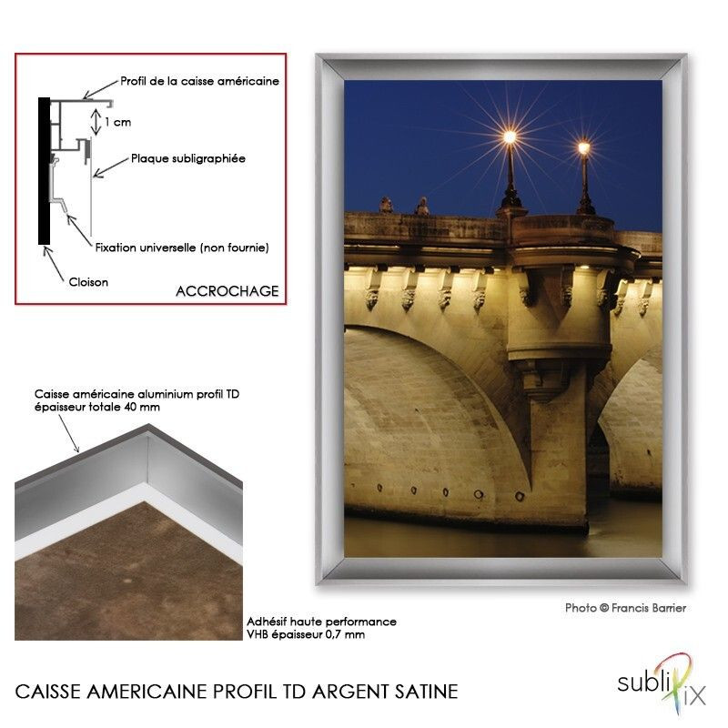 Caisse américaine profil TD Argent satiné