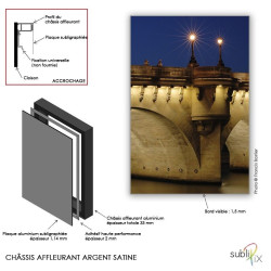 Châssis affleurant Argent satiné