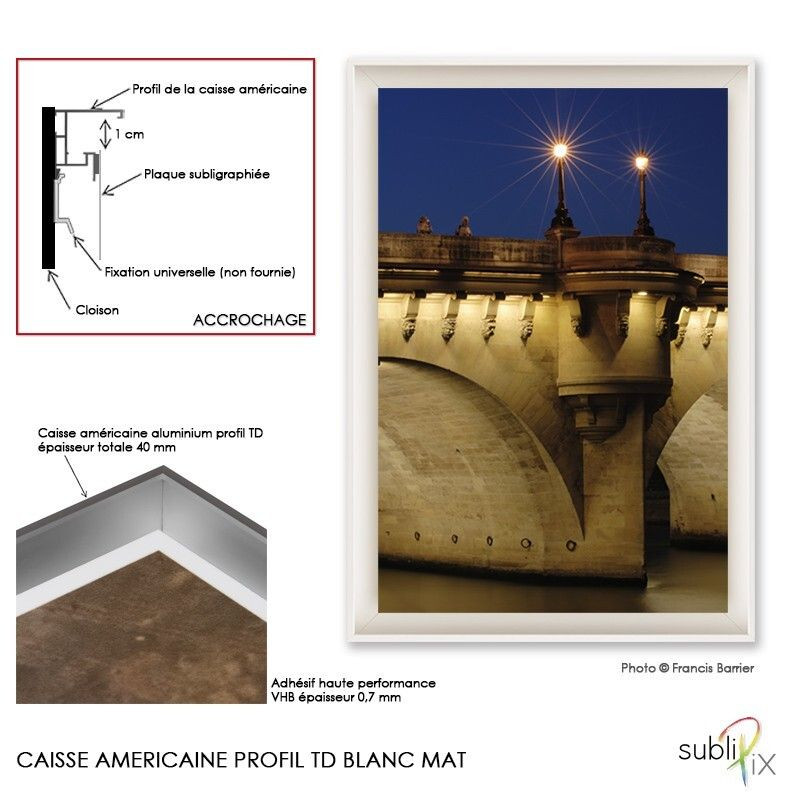 Caisse américaine profil TD Blanc mat sur mesure